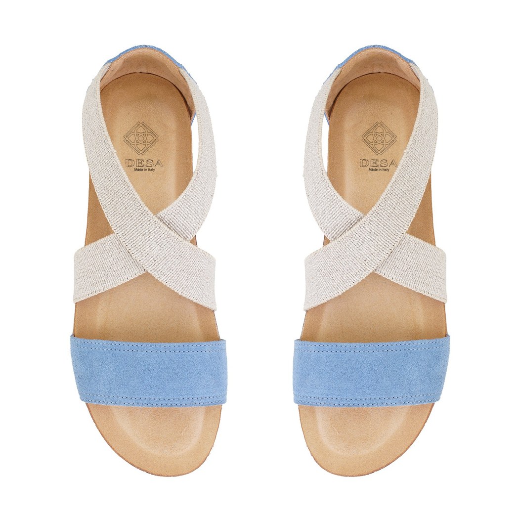 Kadın Mavi Süet Deri Sandalet