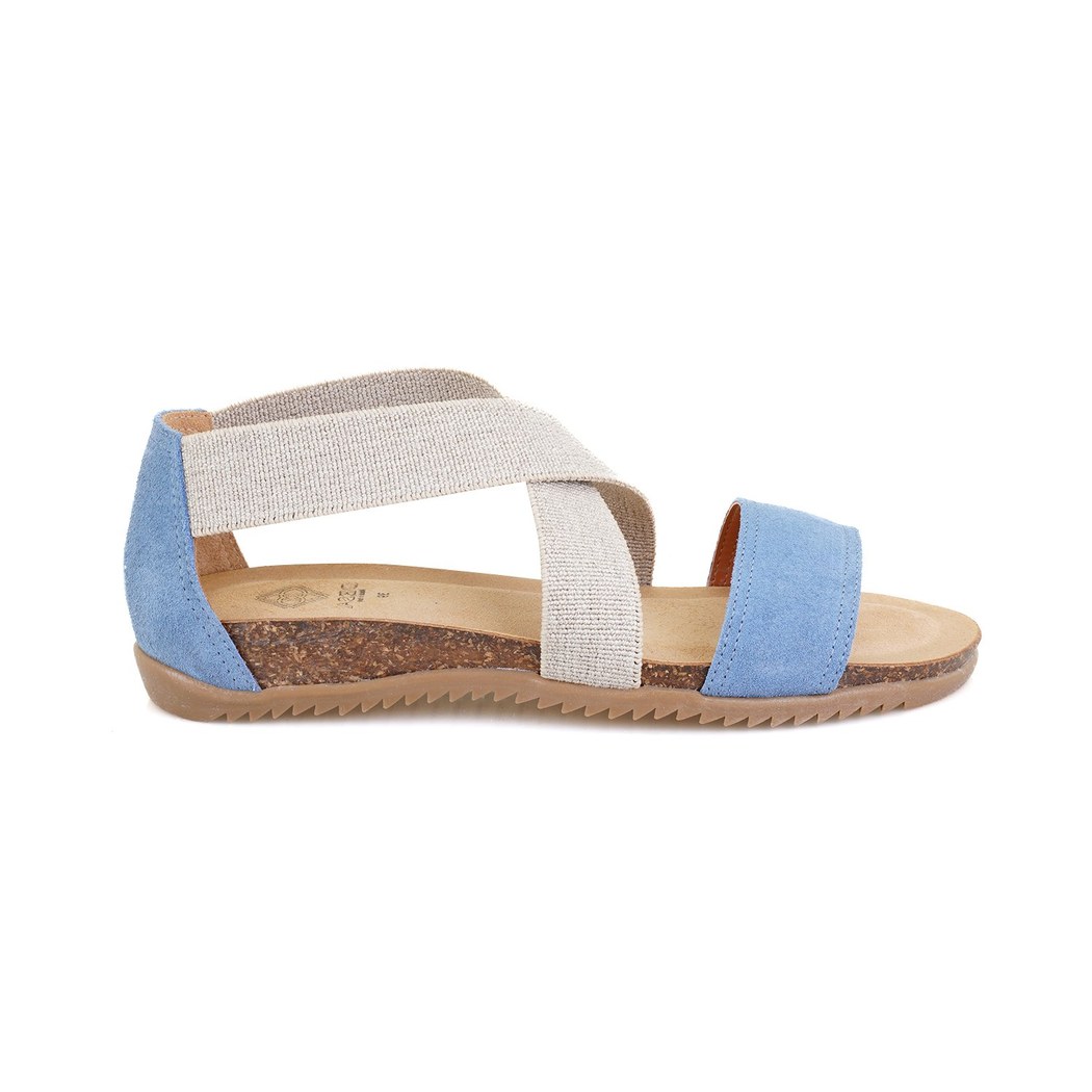 Kadın Mavi Süet Deri Sandalet
