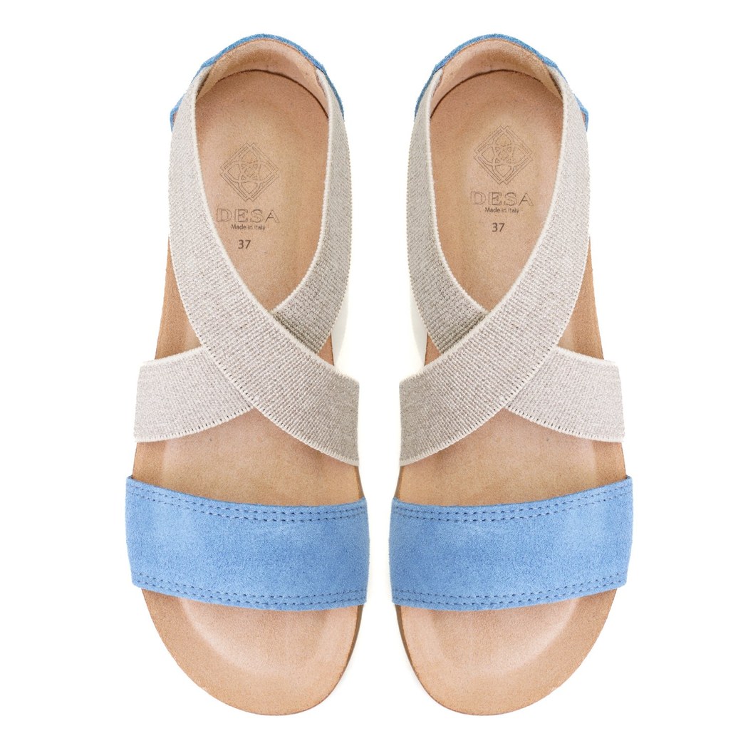 Kadın Mavi Süet Deri Sandalet