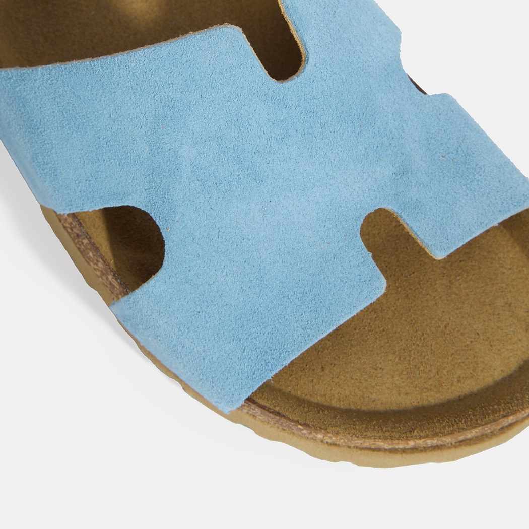 Kadın Mavi Süet Terlik