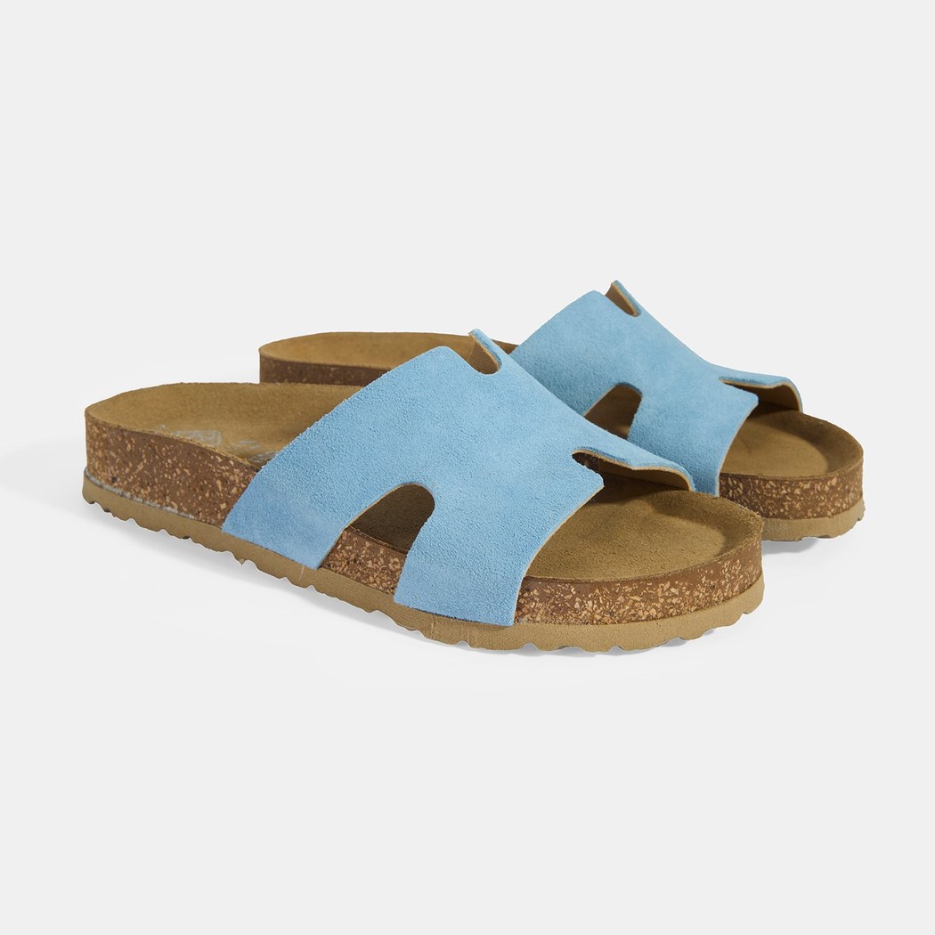 Kadın Mavi Süet Terlik