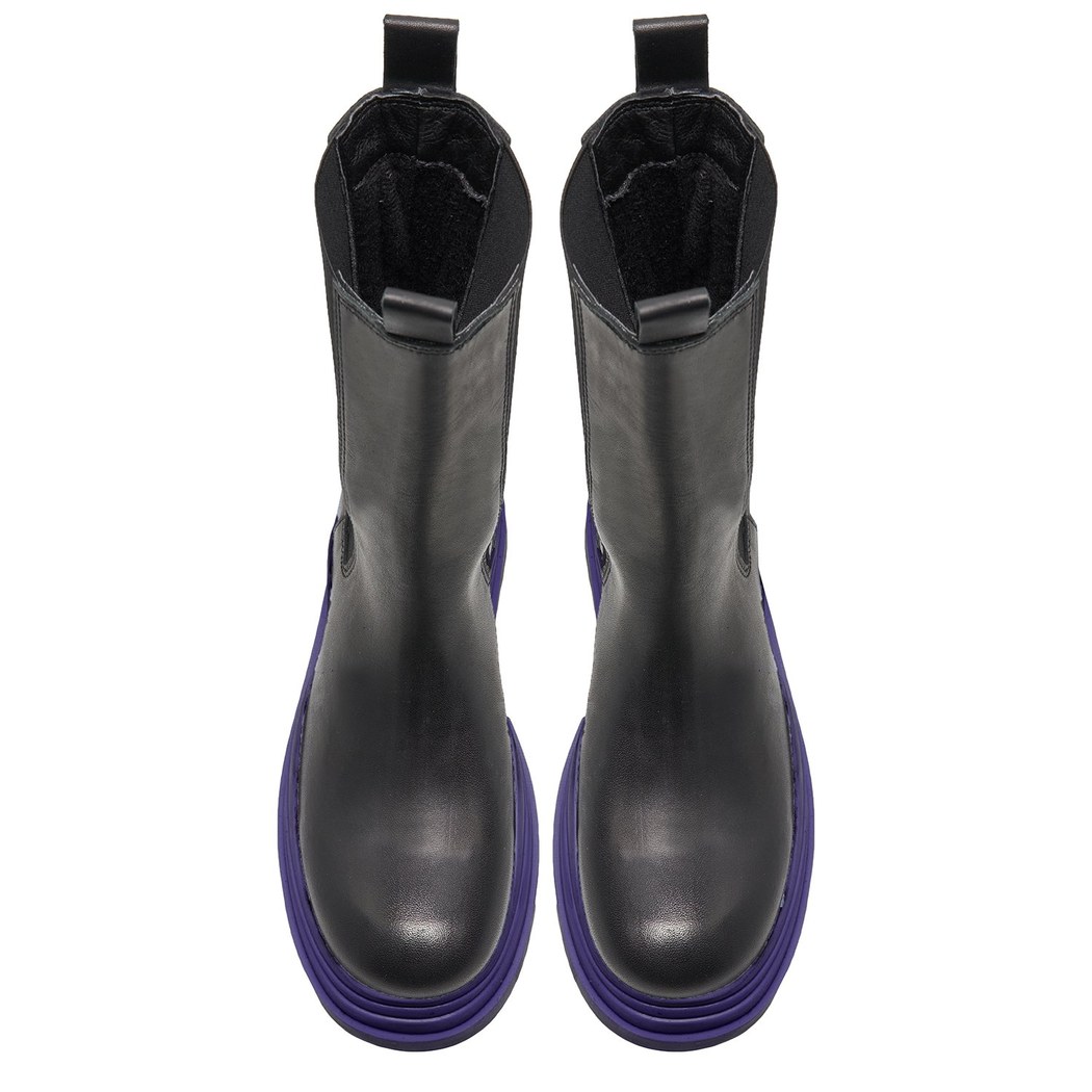 Kadın Mor Deri Chelsea Bot