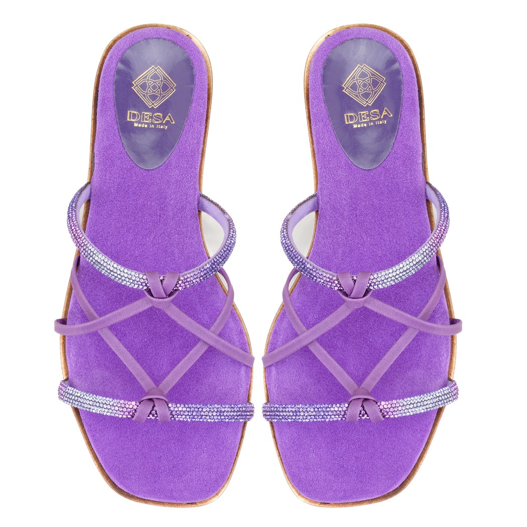 Kadın Mor Parlak Taşlı Terlik