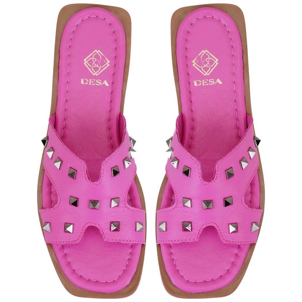 Kadın Pembe Deri Terlik