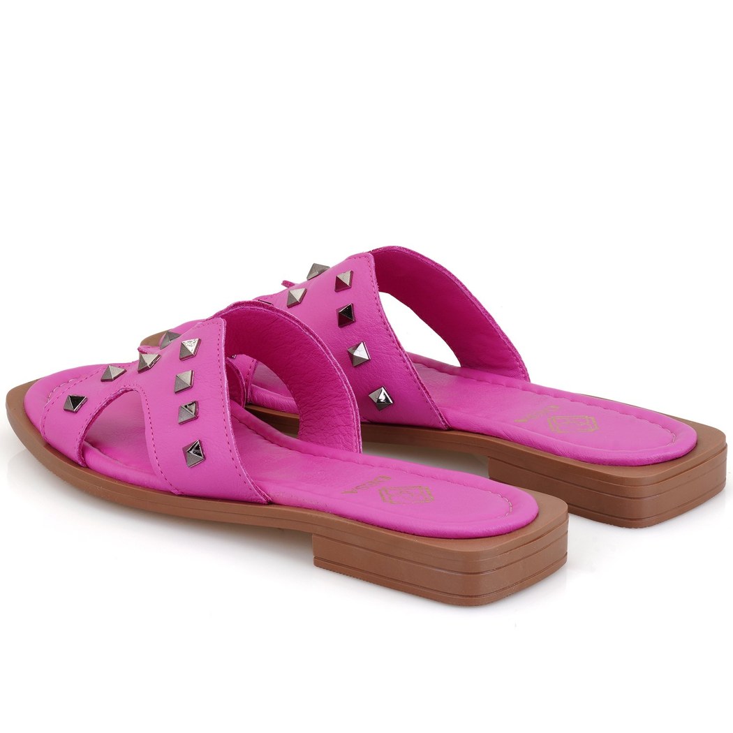 Kadın Pembe Deri Terlik