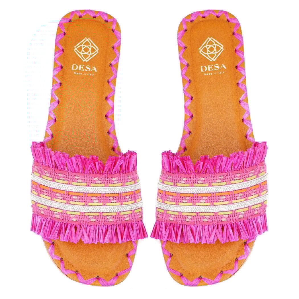 Kadın Pembe Hasır Örgülü Terlik