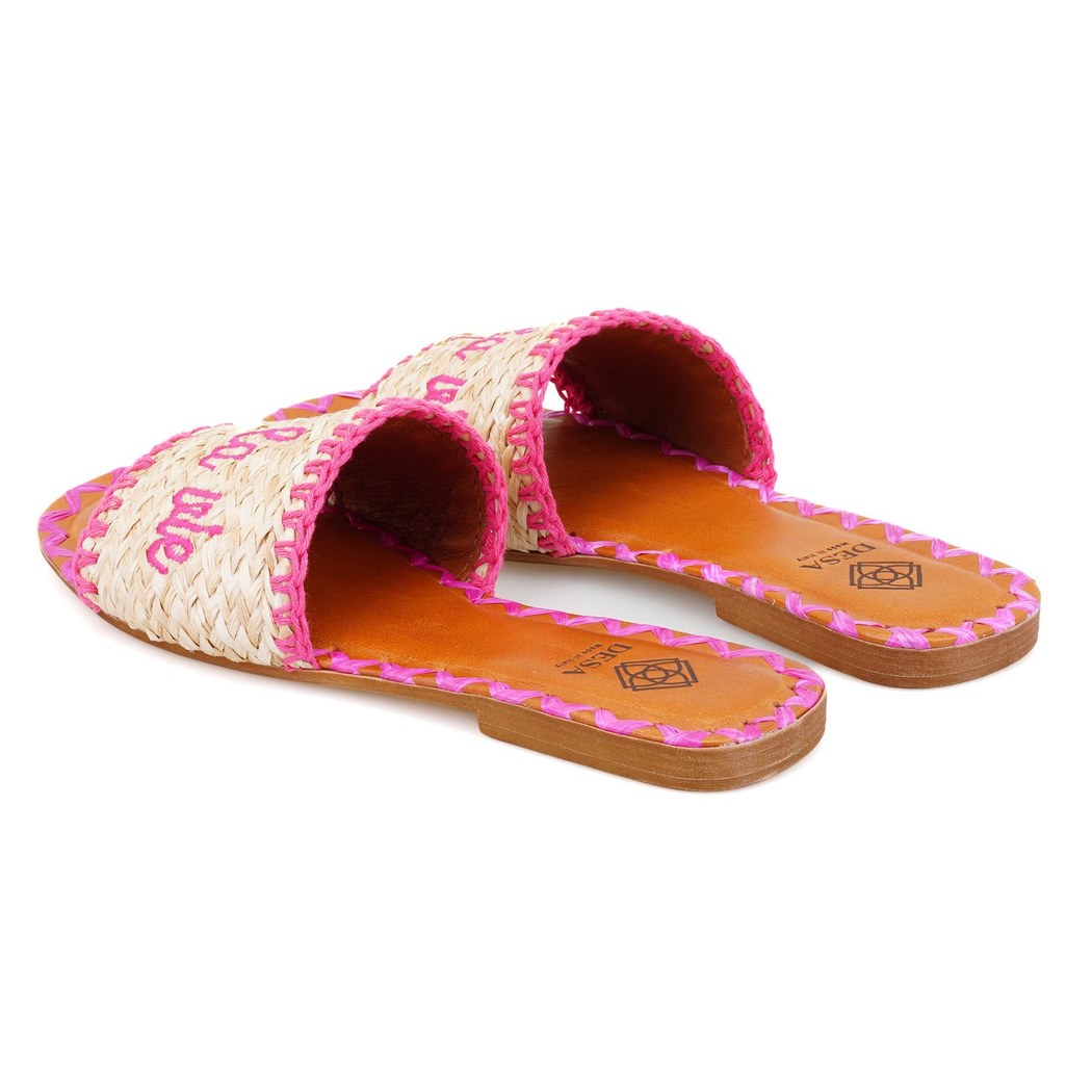 Kadın Pembe Hasır Örgülü Terlik