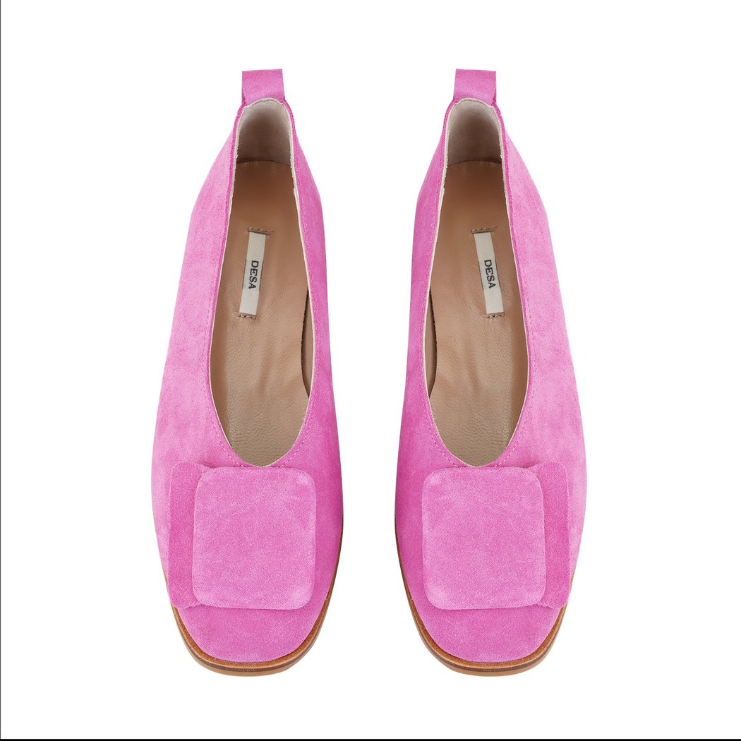 Kadın Pembe Süet Deri Babet