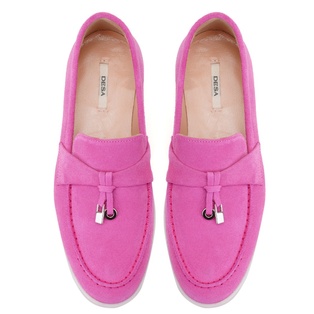 Kadın Pembe Süet Deri Loafer