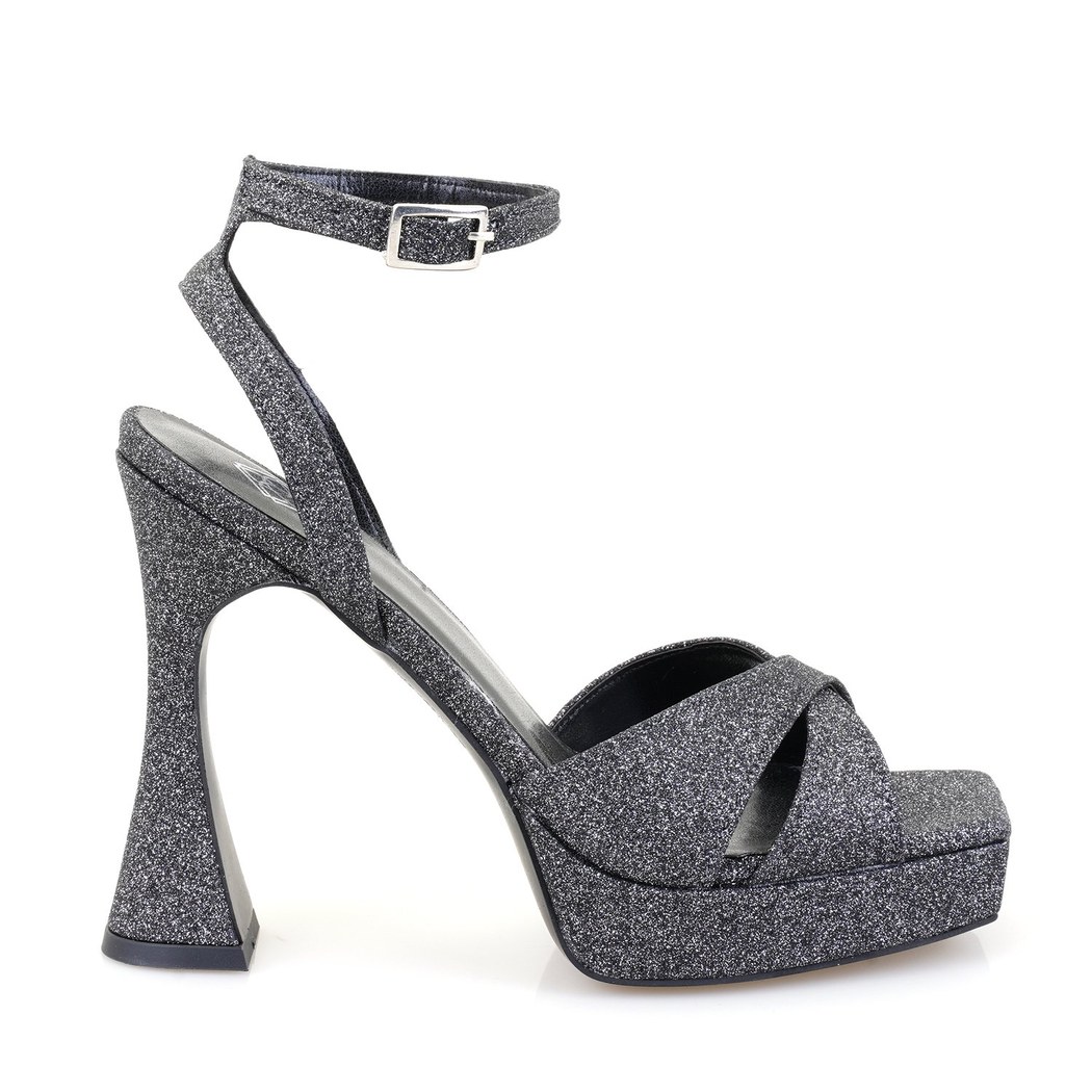 Kadın Platin Platform Topuklu Abiye Sandalet