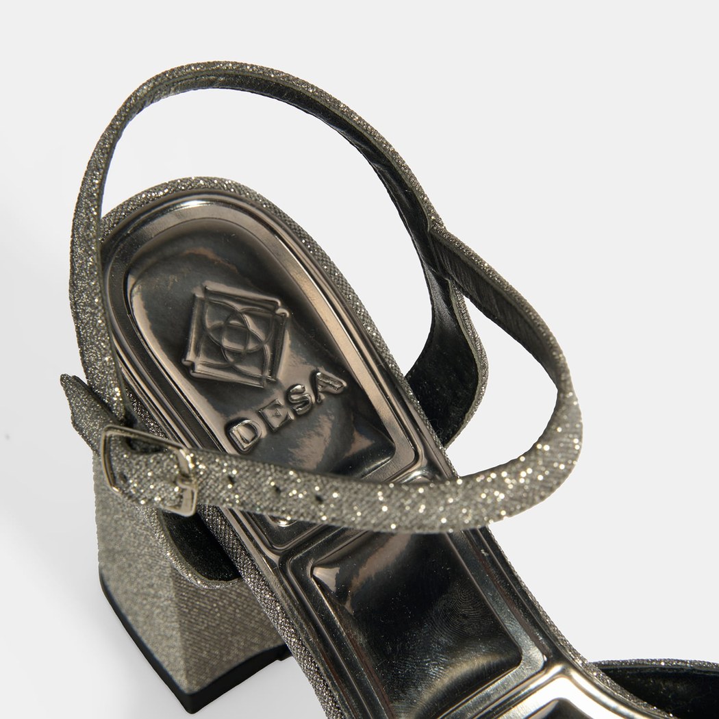 Kadın Platin Toka Detaylı Topuklu Abiye Sandalet