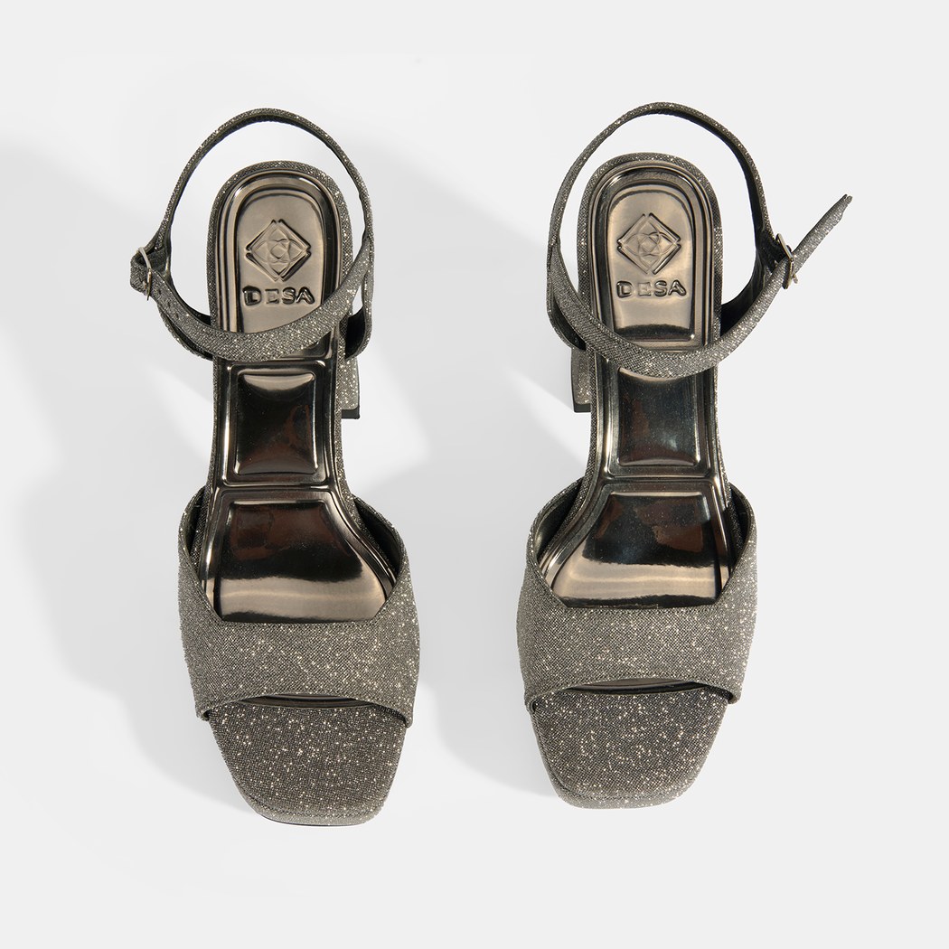 Kadın Platin Toka Detaylı Topuklu Abiye Sandalet