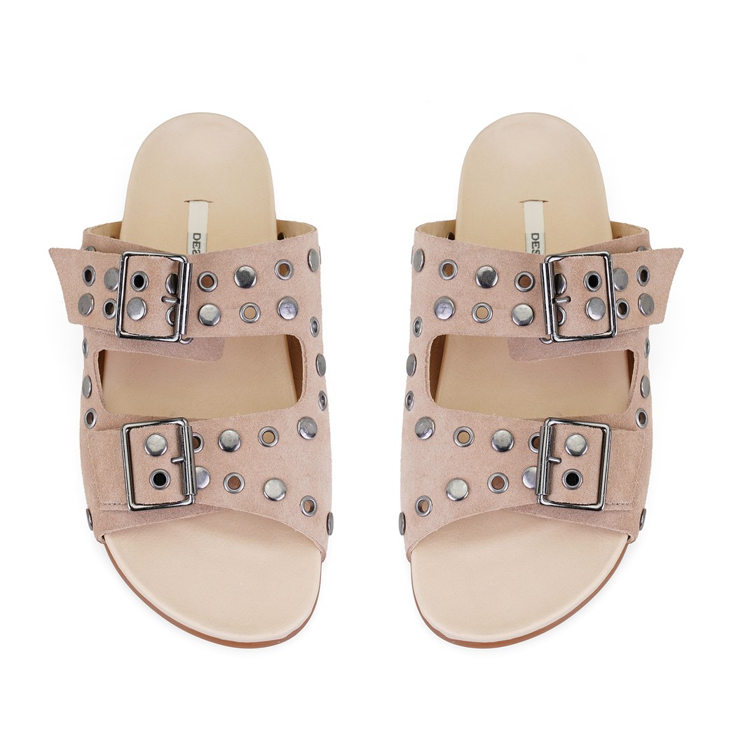 Kadın Pudra Aksesuarlı Deri Terlik