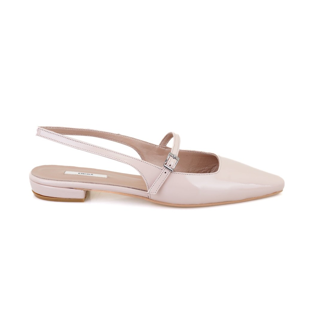 Kadın Pudra Ayarlanabilir Tokalı Deri Babet