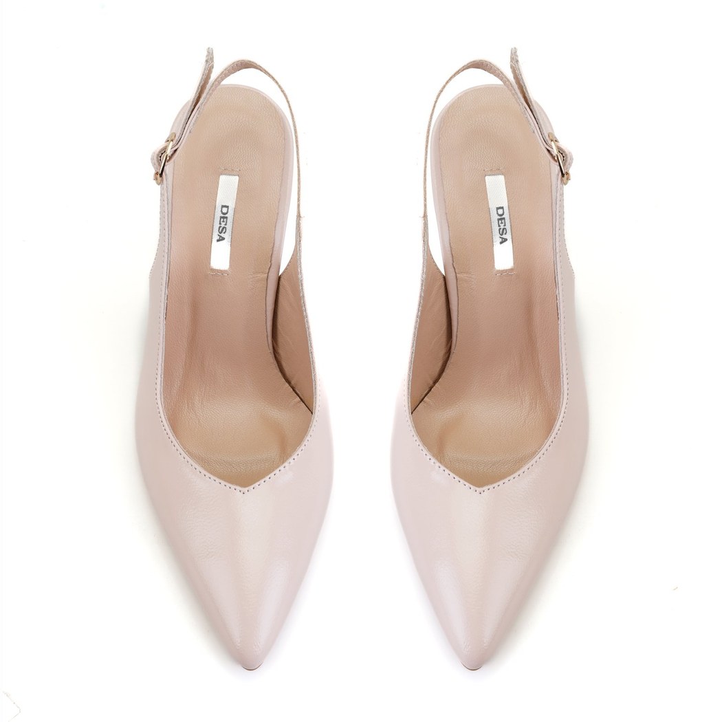 Kadın Pudra Ayarlanabilir Tokalı Topuklu Deri Abiye Ayakkabı