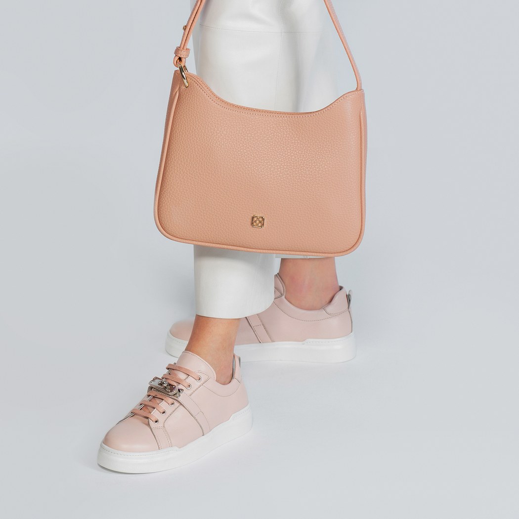 Kadın Pudra Deri Spor Ayakkabı