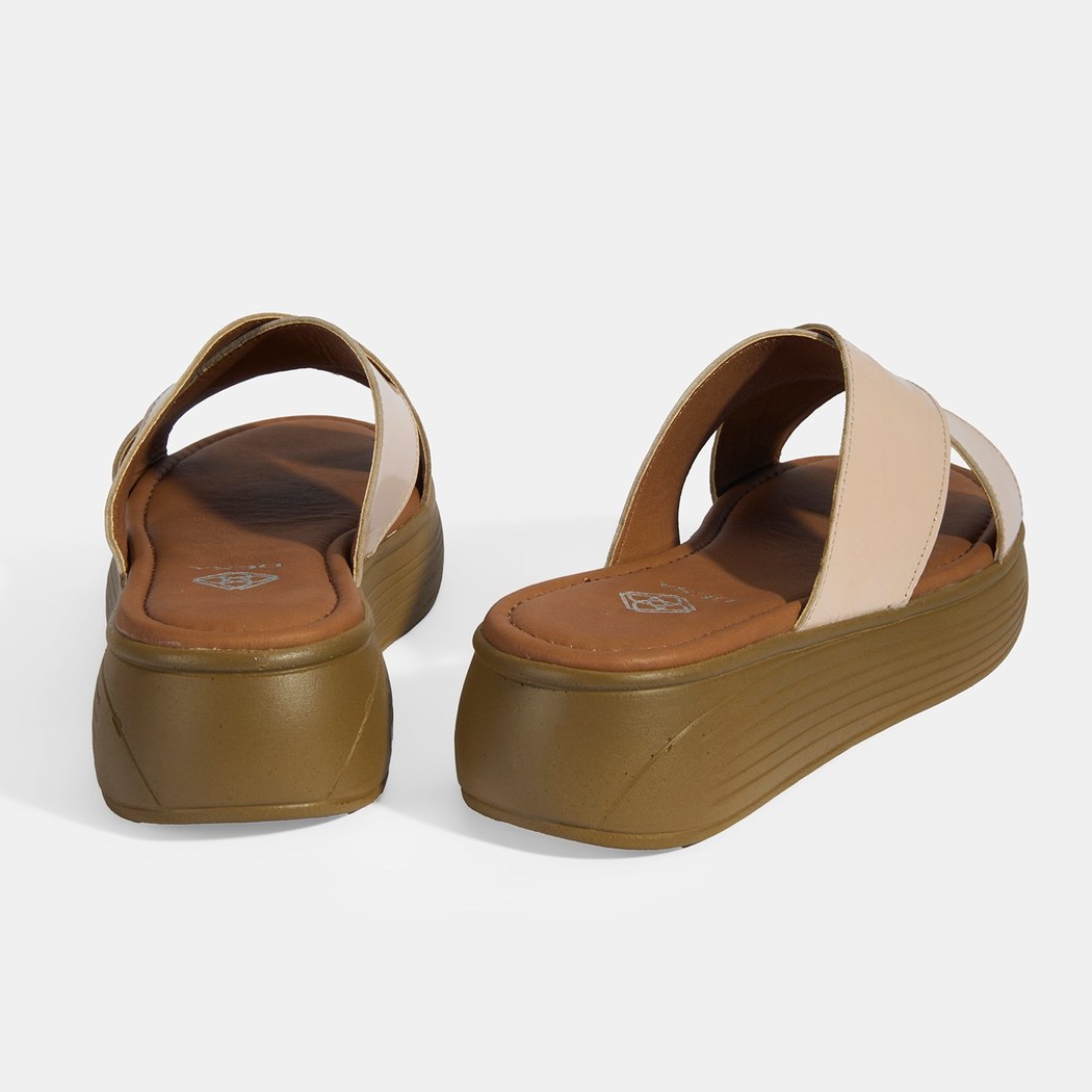 Kadın Pudra Dolgu Topuklu Deri Terlik