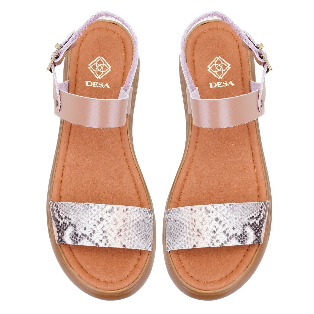 Kadın Pudra Egzotik Deri Sandalet