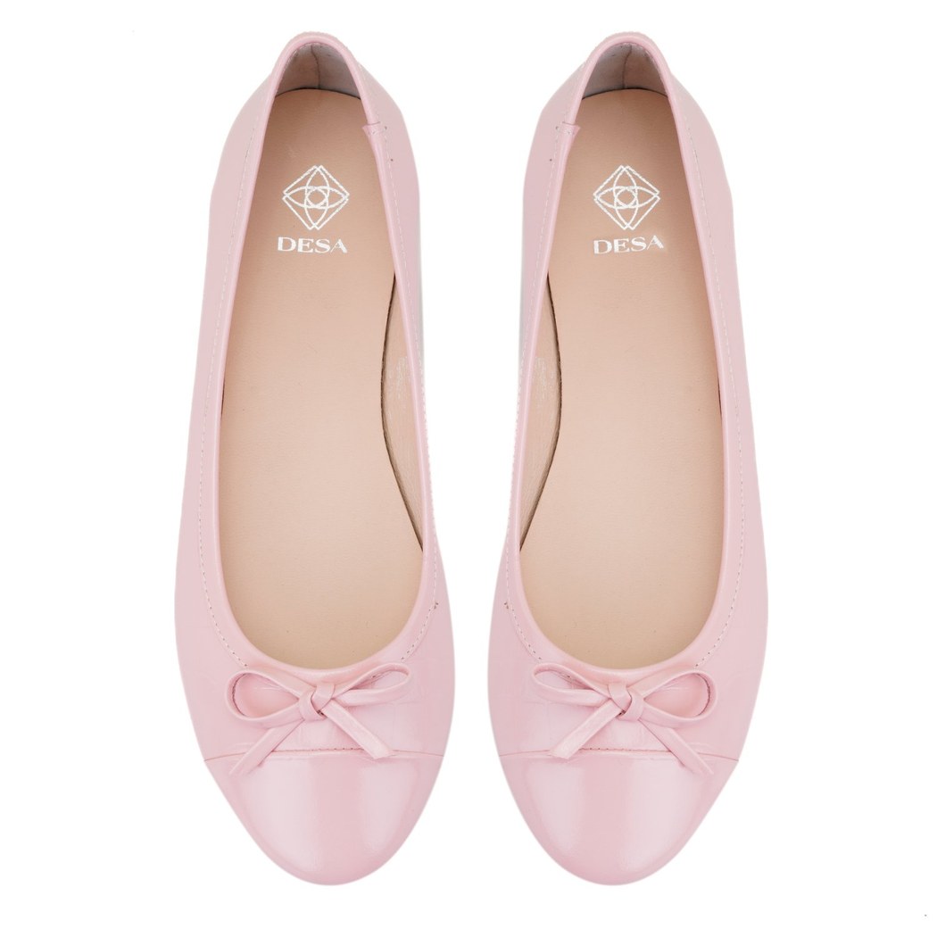 Kadın Pudra Kroko Baskılı Deri Babet