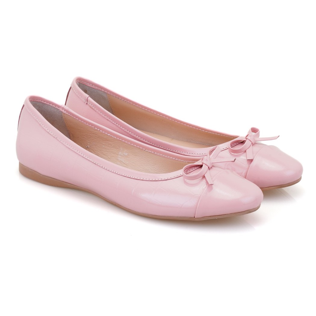 Kadın Pudra Kroko Baskılı Deri Babet