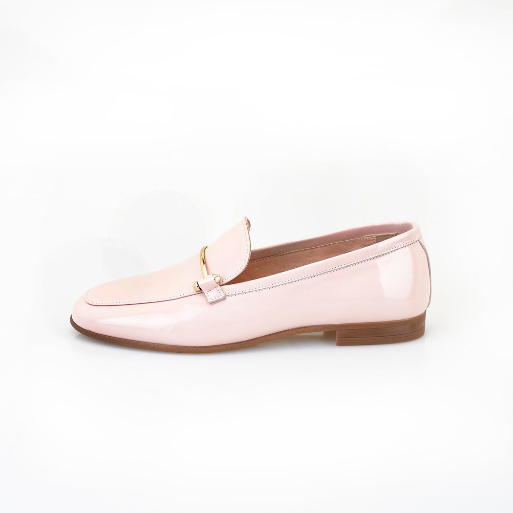 Kadın Pudra Rugan Deri Loafer