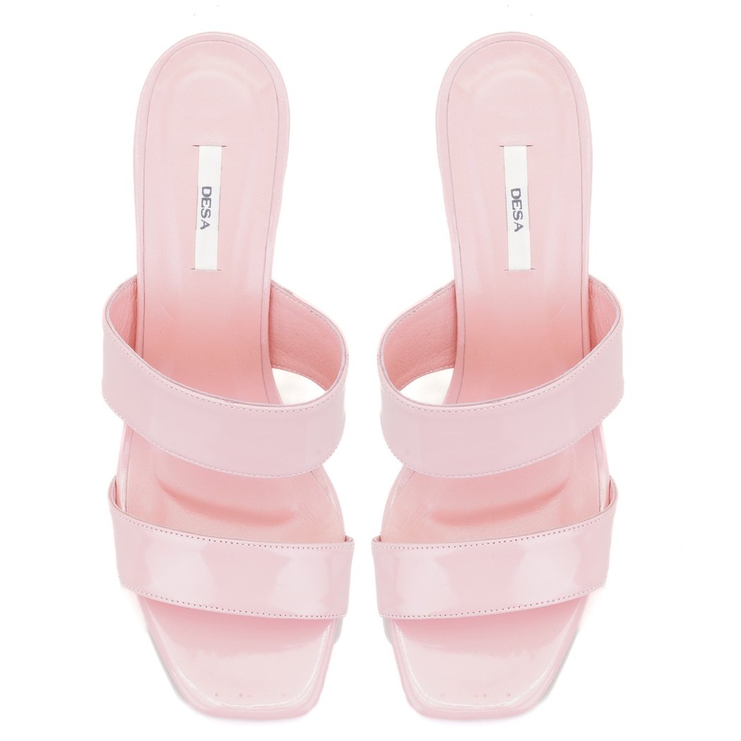 Kadın Pudra Rugan Deri Platformlu Terlik