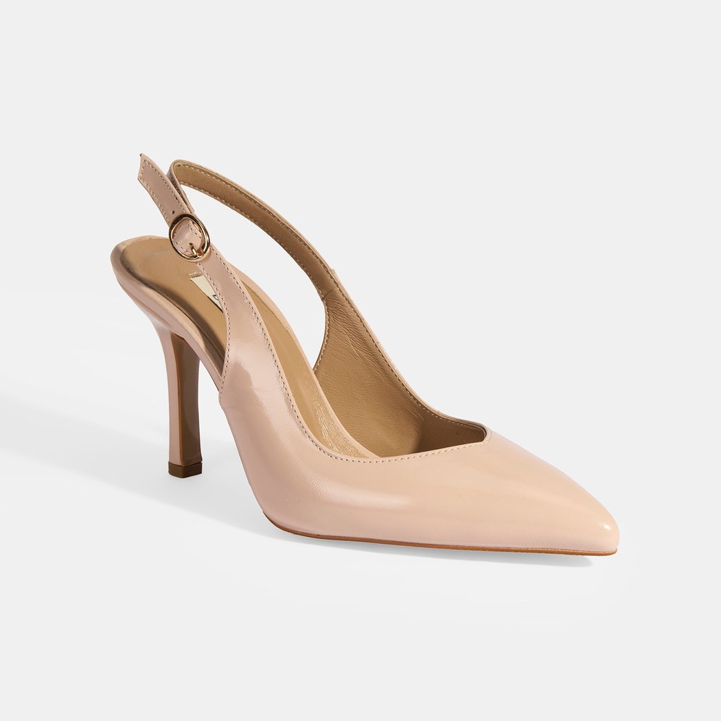 Kadın Pudra Rugan Topuklu Ayakkabı