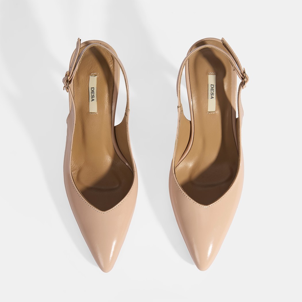 Kadın Pudra Rugan Topuklu Ayakkabı