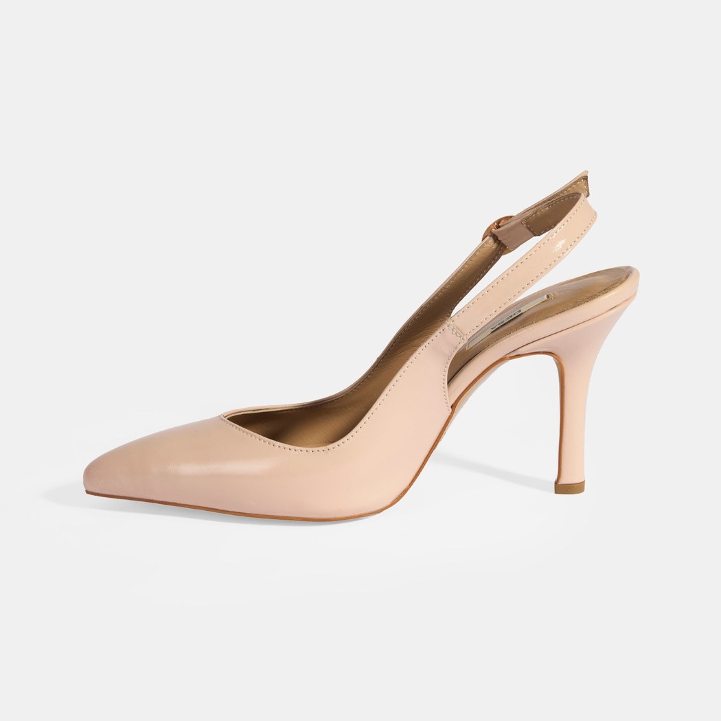 Kadın Pudra Rugan Topuklu Ayakkabı