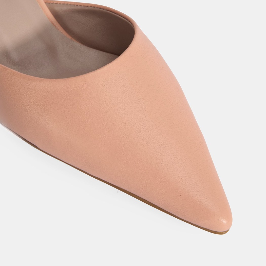 Kadın Pudra Topuklu Deri Terlik