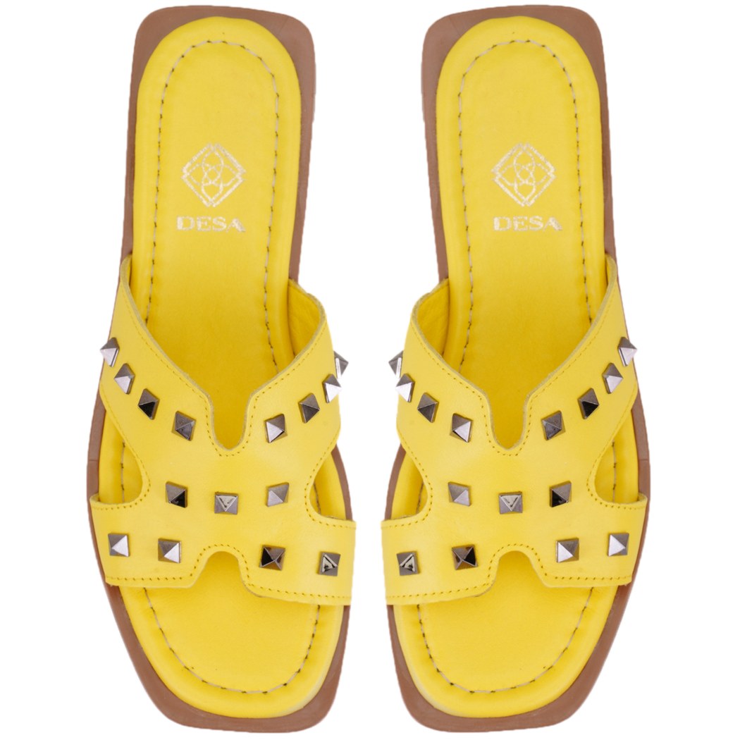 Kadın Sarı Deri Terlik