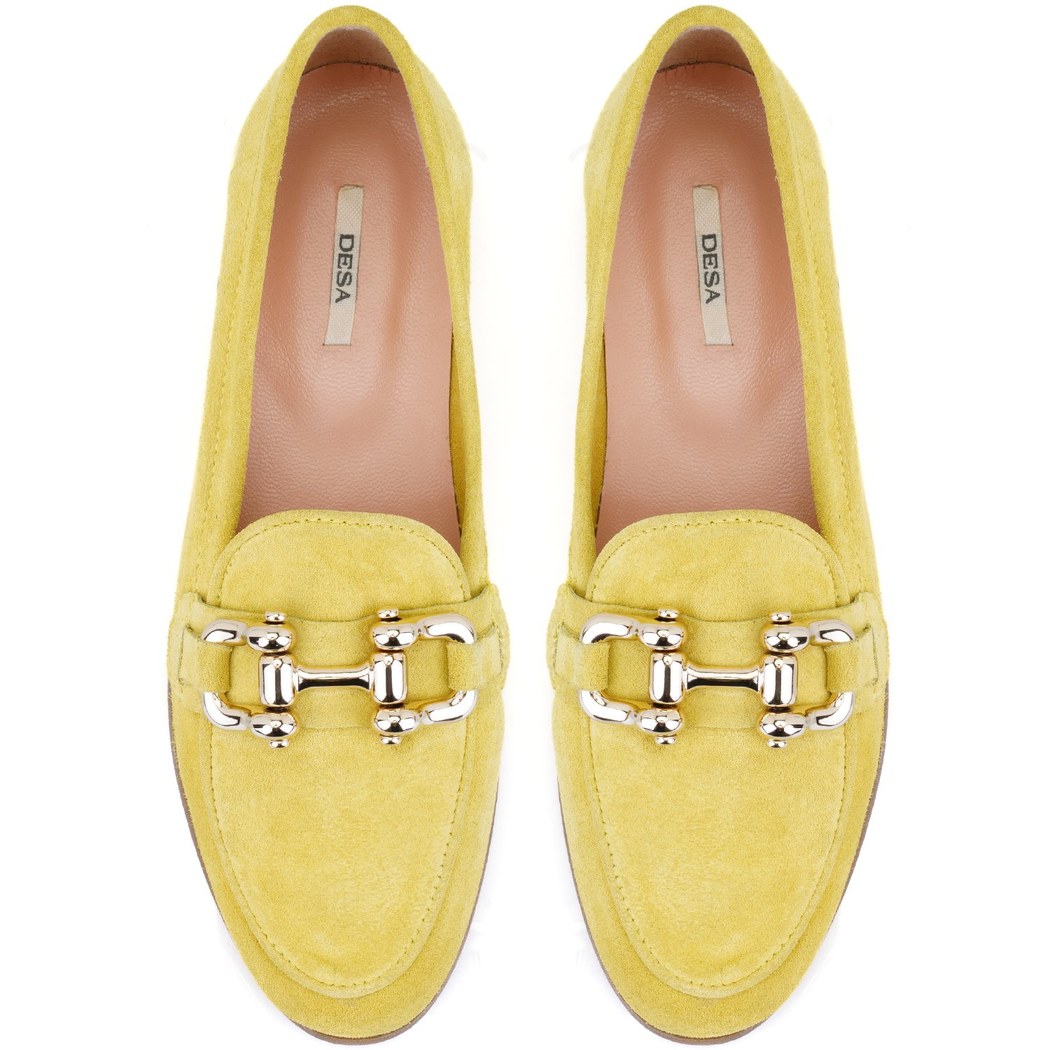 Kadın Sarı Süet Deri Loafer