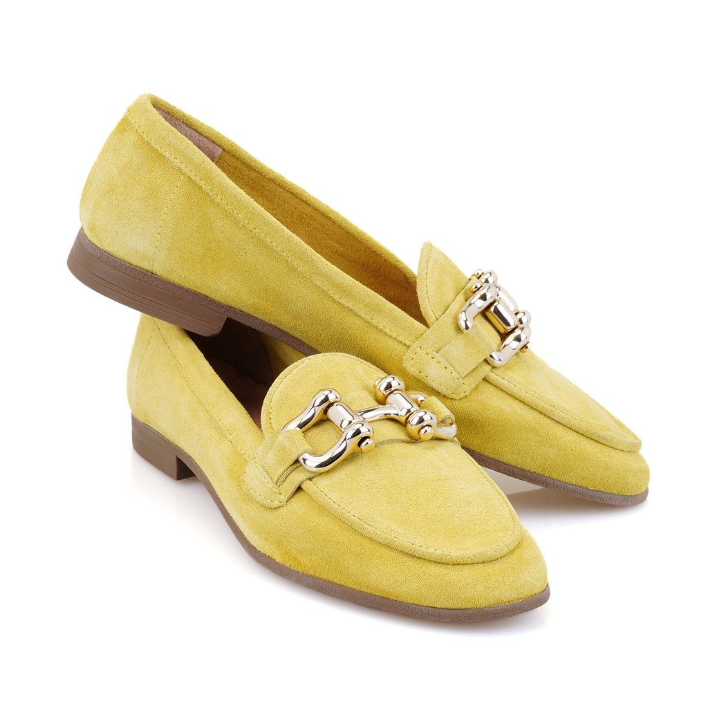 Kadın Sarı Süet Deri Loafer
