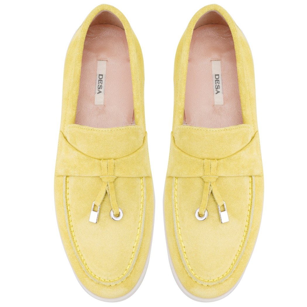 Kadın Sarı Süet Deri Loafer