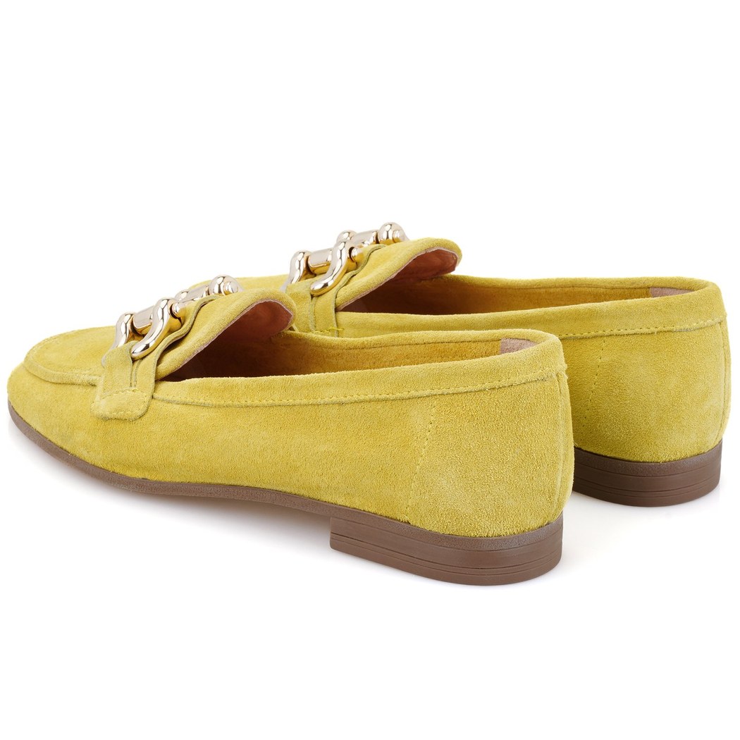 Kadın Sarı Süet Deri Loafer