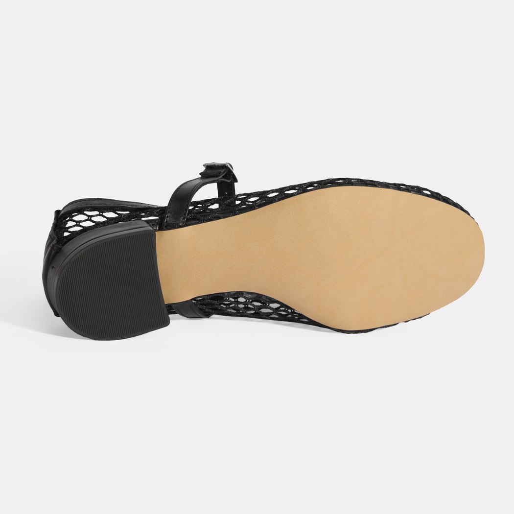 Kadın Siyah Ayarlanabilir Metal Tokalı File Babet