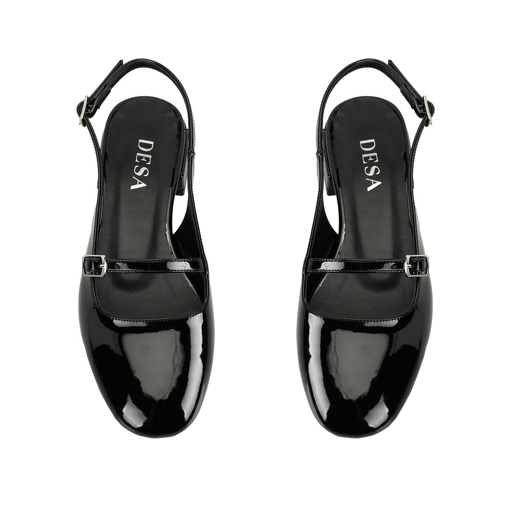 Kadın Siyah Ayarlanabilir Tokalı Deri Babet