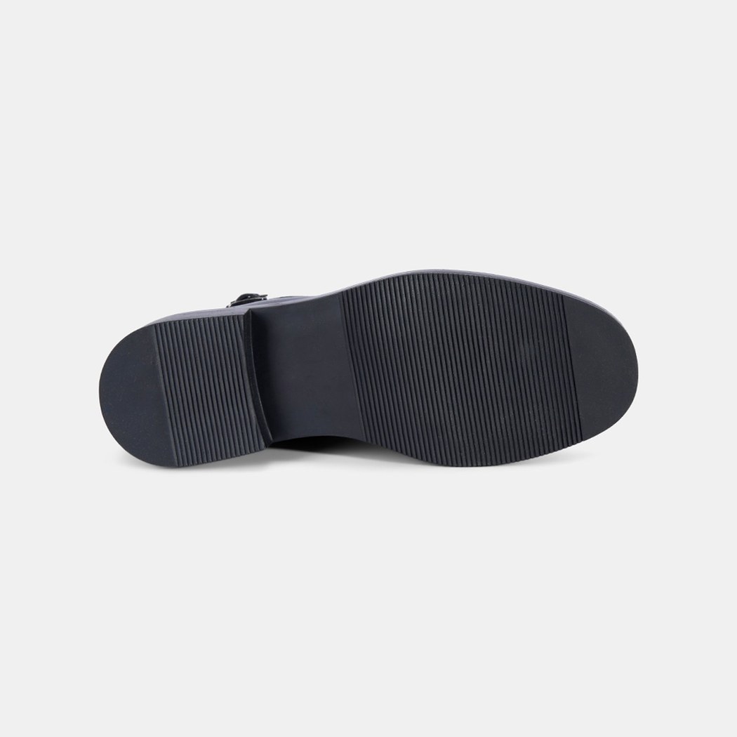 Kadın Siyah Ayarlanabilir Tokalı Deri Bot