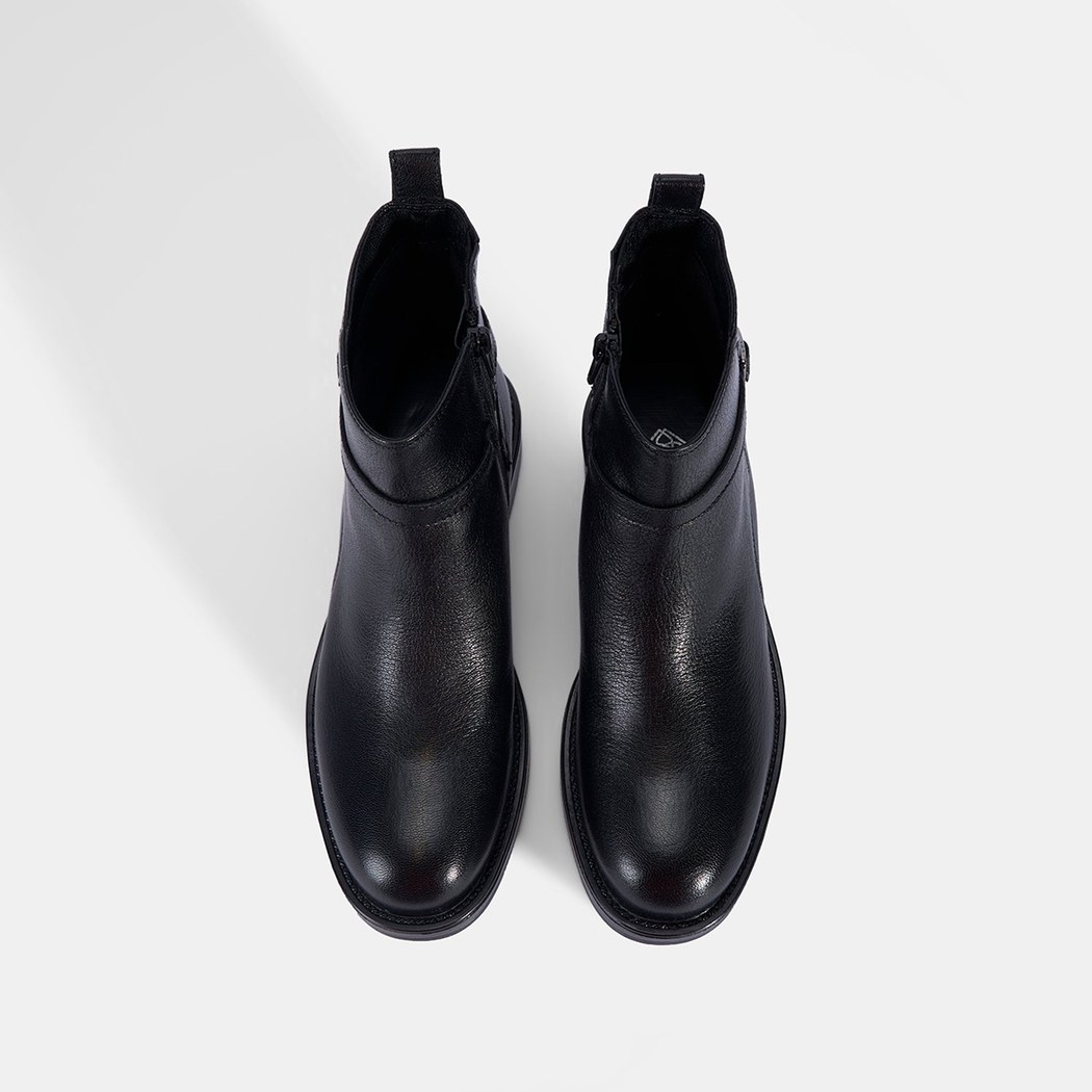 Kadın Siyah Ayarlanabilir Tokalı Deri Bot