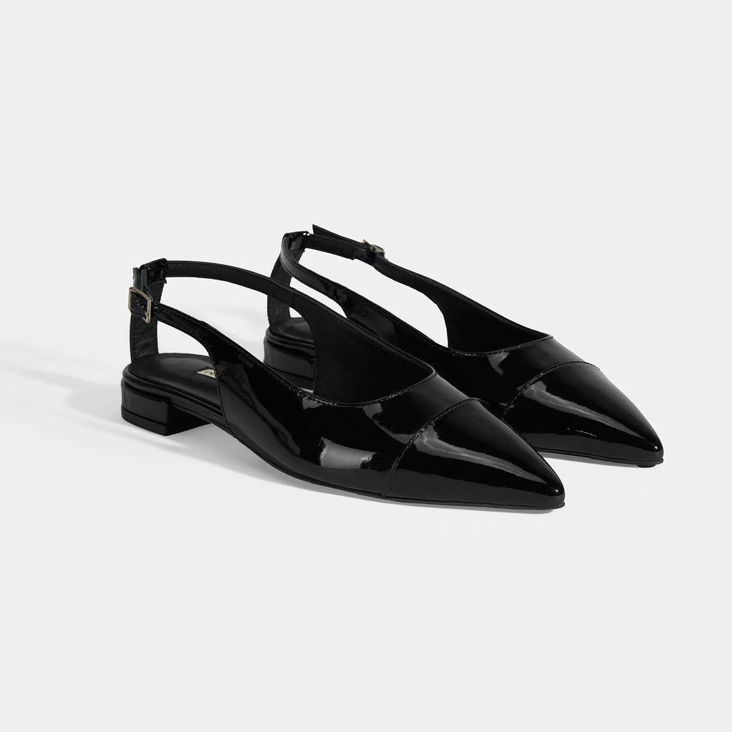 Kadın Siyah Ayarlanabilir Tokalı Rugan Babet