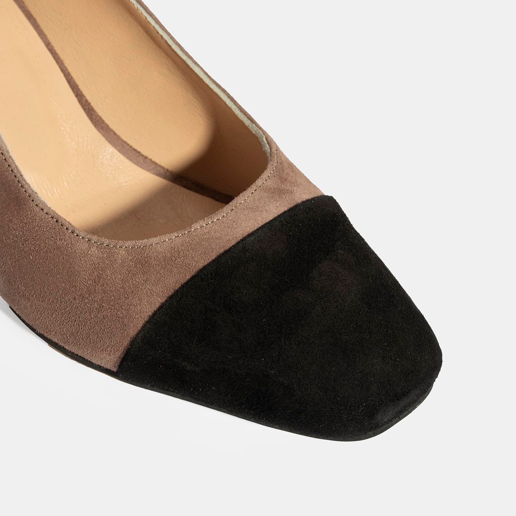 Kadın Siyah Ayarlanabilir Tokalı Süet Topuklu Ayakkabı