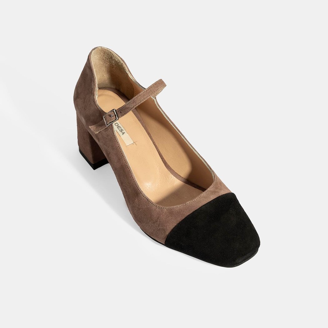 Kadın Siyah Ayarlanabilir Tokalı Süet Topuklu Ayakkabı