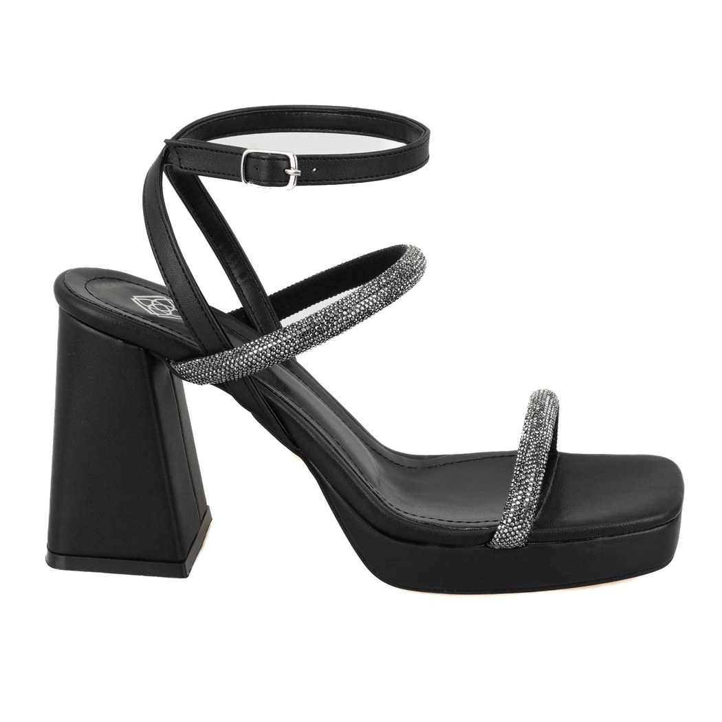 Kadın Siyah Ayarlanabilir Tokalı Topuklu Sandalet