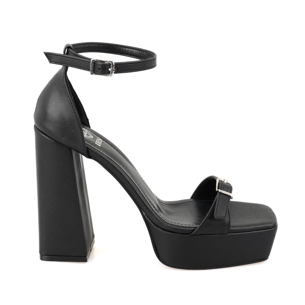 Kadın Siyah Ayarlanabilir Tokalı Topuklu Sandalet