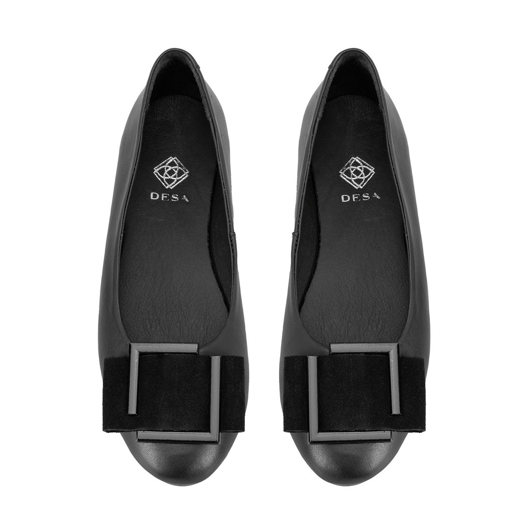 Kadın Siyah Deri Babet