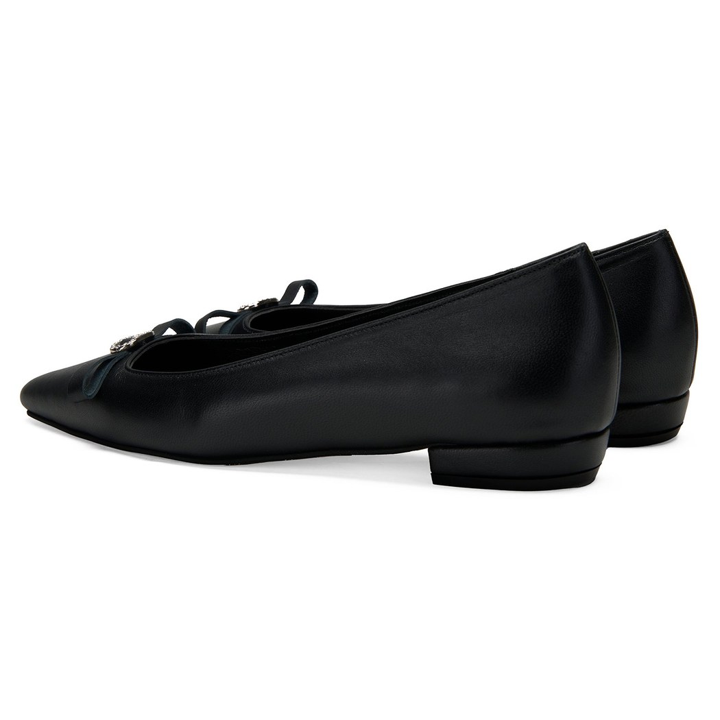 Kadın Siyah Deri Babet