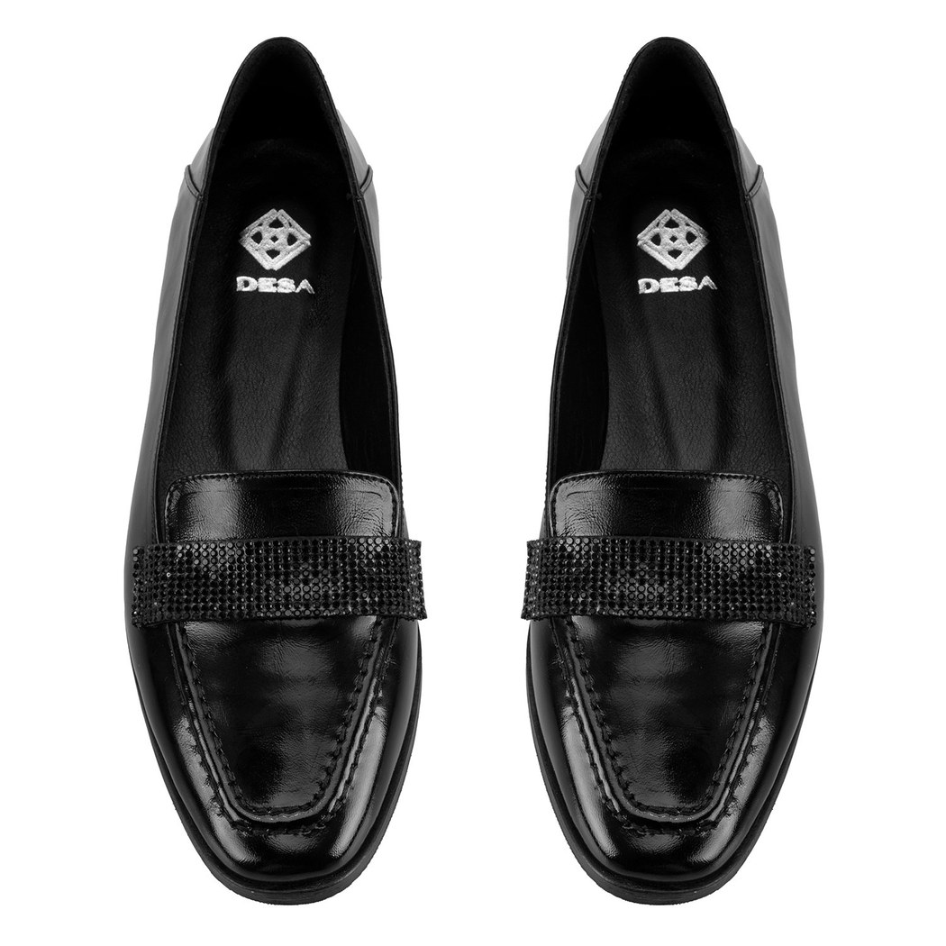 Kadın Siyah Deri Babet