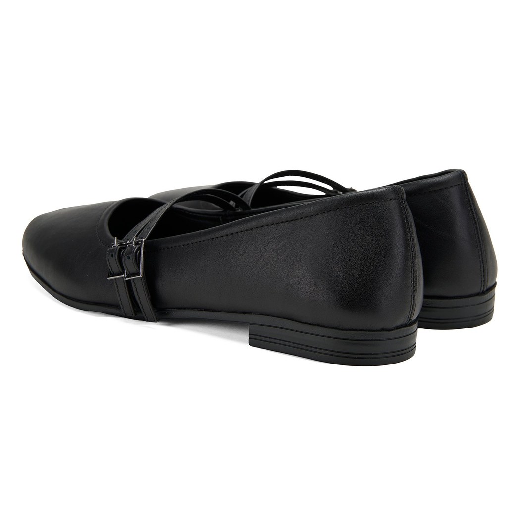 Kadın Siyah Deri Babet