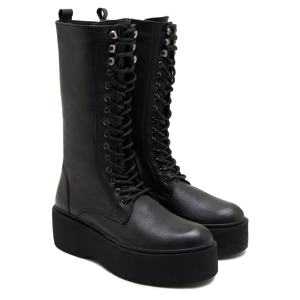 Kadın Siyah Deri Çizme