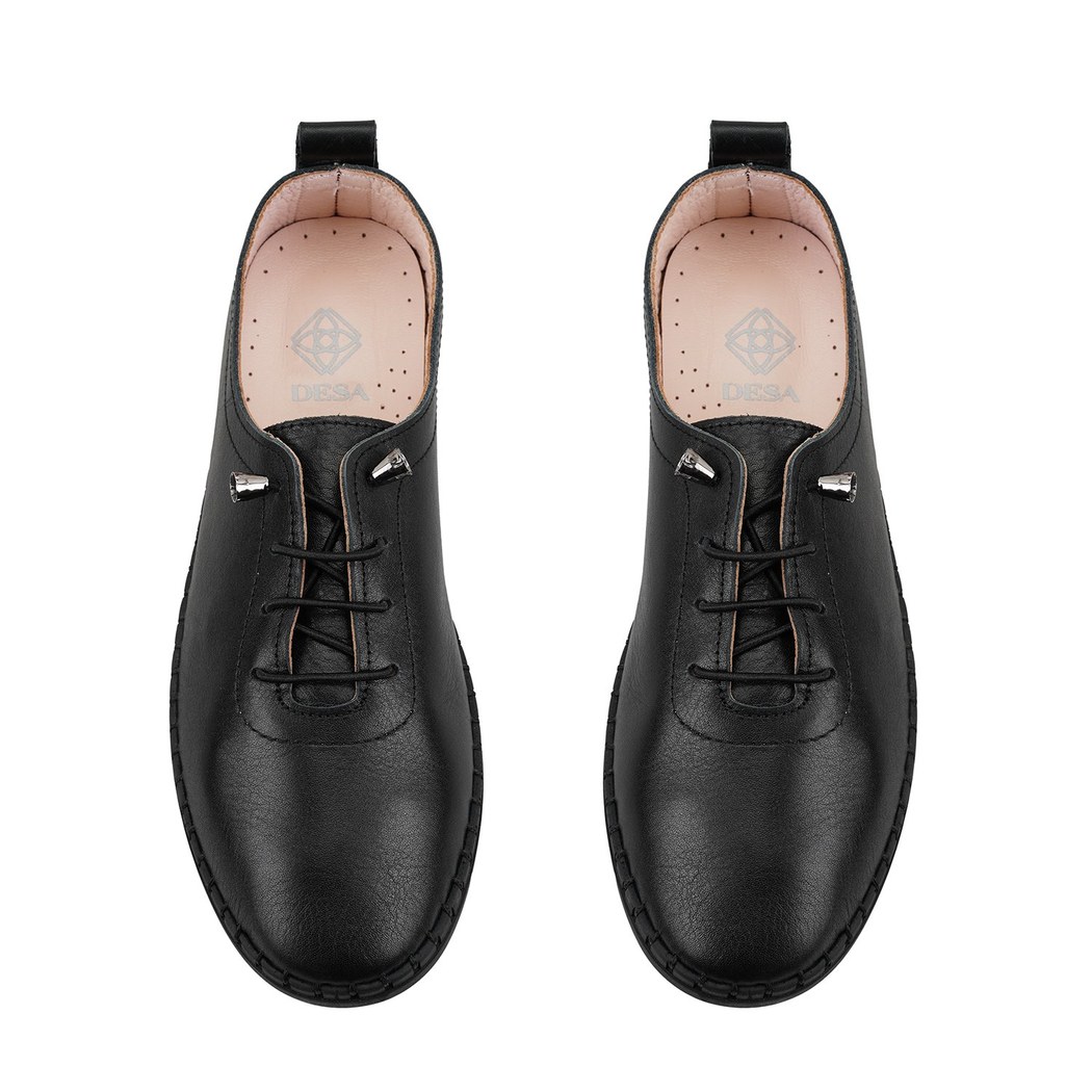 Kadın Siyah Deri Günlük Ayakkabı